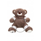 Бондажный набор: бурый мишка с белыми оковами и наручниками - Pecado - купить с доставкой в Ростове-на-Дону