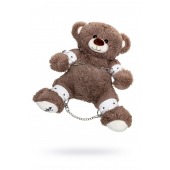 Бондажный набор: бурый мишка с белыми оковами и наручниками - Pecado - купить с доставкой в Ростове-на-Дону