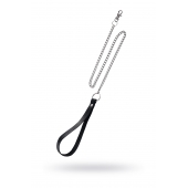 Поводок с ручкой из черной натуральной кожи и карабином для ошейника - Pecado - купить с доставкой в Ростове-на-Дону