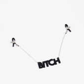 Зажимы на соски с кожаной подвеской Bitch - Crazy Handmade - купить с доставкой в Ростове-на-Дону