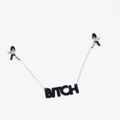 Зажимы на соски с кожаной подвеской Bitch - Crazy Handmade - купить с доставкой в Ростове-на-Дону