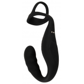 Черное эрекционное кольцо со стимуляцией промежности и анальной пробкой Cock Ring with RC Prostate Plug - Orion - в Ростове-на-Дону купить с доставкой