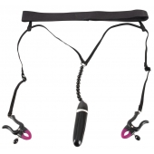 Женские вибростринги с зажимами для половых губ Spreader String with Vibrator - Orion - купить с доставкой в Ростове-на-Дону