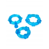 Набор из 3 синих эрекционных колец с различным рельефом - Erowoman-Eroman - в Ростове-на-Дону купить с доставкой