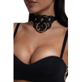 Черный чокер с клепками и золотистой фурнитурой - Crazy Handmade - купить с доставкой в Ростове-на-Дону