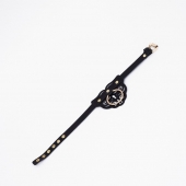 Черный чокер с клепками и золотистой фурнитурой - Crazy Handmade - купить с доставкой в Ростове-на-Дону