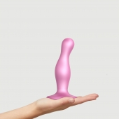 Розовая насадка Strap-On-Me Dildo Plug Curvy size M - Strap-on-me - купить с доставкой в Ростове-на-Дону