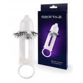 Эластичная насадка на пенис с подхватом мошонки и стимулирующими «ресничками» - Sextaz - в Ростове-на-Дону купить с доставкой