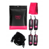 Черно-розовый эротический набор: фиксатор, оковы, наручники, повязка - Erokay - купить с доставкой в Ростове-на-Дону