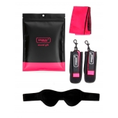 Черно-розовый эротический набор: маска, наручники и повязка - Erokay - купить с доставкой в Ростове-на-Дону