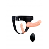 Женский страпон с 2 насадками, вибрацией и пультом ДУ - Erowoman-Eroman - купить с доставкой в Ростове-на-Дону