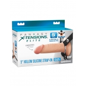 Телесный пустотелый фаллопротез 5’’ Hollow Silicone Strap-On - 14 см. - Pipedream - купить с доставкой в Ростове-на-Дону