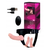 Женский страпон с 3 насадками и вибрацией - Erowoman-Eroman - купить с доставкой в Ростове-на-Дону