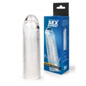 Прозрачная закрытая насадка на пенис с ребрышками - 16 см. - Sex Expert - в Ростове-на-Дону купить с доставкой