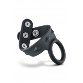Черное эрекционное кольцо с подхватом мошонки на кнопках VS6 - Blush Novelties - в Ростове-на-Дону купить с доставкой