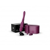 Фиолетовая секс-машина с функцией нагрева, насадками и присоской Sesh - Zalo - купить с доставкой в Ростове-на-Дону