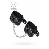 Черные оковы из толстой кожи с люверсами - Pecado - купить с доставкой в Ростове-на-Дону