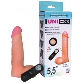 Фаллическая насадка Харнесс UNICOCK 5,5  с вибрацией - 17 см. - LOVETOY (А-Полимер) - купить с доставкой в Ростове-на-Дону
