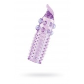 Гелевая фиолетовая насадка с шариками, шипами и усиком - 11 см. - Toyfa Basic - в Ростове-на-Дону купить с доставкой