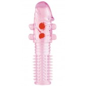 Гелевая розовая насадка с шариками и шипами - 14 см. - ToyFa - в Ростове-на-Дону купить с доставкой