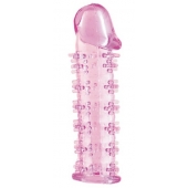 Гелевая розовая насадка на фаллос с шипами - 12 см. - Toyfa Basic - в Ростове-на-Дону купить с доставкой