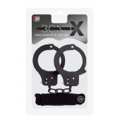 Чёрные наручники из листового металла в комплекте с веревкой BONDX METAL CUFFS LOVE ROPE SET - Dream Toys - купить с доставкой в Ростове-на-Дону