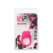 Розовое эрекционное кольцо с щеточкой LIT-UP SILICONE STIMU RING 5 - Dream Toys - в Ростове-на-Дону купить с доставкой