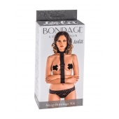 Ошейник с длинной лентой и наручниками Strap Bondage Kit Plus Size - Lola Games - купить с доставкой в Ростове-на-Дону