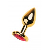 Золотистая анальная пробка с кристаллом-сердцем - 7,5 см. - ToyFa - купить с доставкой в Ростове-на-Дону