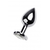 Серебристая анальная пробка с прозрачным кристаллом-сердцем - 8 см. - ToyFa - купить с доставкой в Ростове-на-Дону