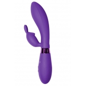 Фиолетовый вибратор Yonce с клиторальным зайчиком - 20,5 см. - Indeep
