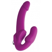 Ярко-розовый безремневой вибрострапон Evoke Vibrating Strapless Silicone Strap-on Dildo - XR Brands - купить с доставкой в Ростове-на-Дону