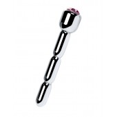 Серебристый уретральный плаг со стразом - 7 см. - ToyFa - купить с доставкой в Ростове-на-Дону