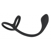 Эрекционное кольцо с утяжкой на мошонку и анальным плаг Black Velvets - Orion - в Ростове-на-Дону купить с доставкой