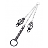 Черно-серебристые зажимы для сосков с кольцом для пениса TOYFA Metal - ToyFa - купить с доставкой в Ростове-на-Дону