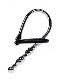 Серебристый уретральный плаг-бусины TOYFA Metal с мягким фиксириющим кольцом - ToyFa - купить с доставкой в Ростове-на-Дону