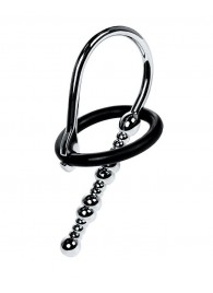 Серебристый уретральный плаг-бусины TOYFA Metal с мягким фиксириющим кольцом - ToyFa - купить с доставкой в Ростове-на-Дону