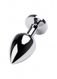 Серебристая коническая анальная пробка с красным кристаллом - 8 см. - ToyFa - купить с доставкой в Ростове-на-Дону