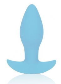 Голубая коническая анальная вибровтулка с ограничителем - 8,5 см. - Bior toys