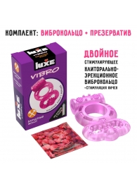 Розовое эрекционное виброкольцо Luxe VIBRO  Бархатный молот  + презерватив - Luxe - в Ростове-на-Дону купить с доставкой