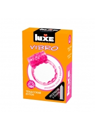 Розовое эрекционное виброкольцо LUXE VIBRO  Техасский бутон  + презерватив - Luxe - в Ростове-на-Дону купить с доставкой