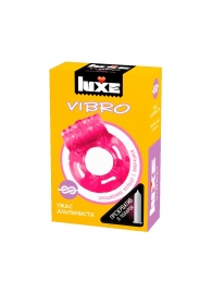 Розовое эрекционное виброкольцо Luxe VIBRO  Ужас Альпиниста  + презерватив - Luxe - в Ростове-на-Дону купить с доставкой