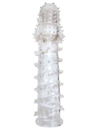 Закрытая прозрачная рельефная насадка с шипиками Crystal sleeve - 13,5 см. - Erowoman-Eroman - #SOTBIT_REGIONS_UF_V_REGION_NAME# купить с доставкой