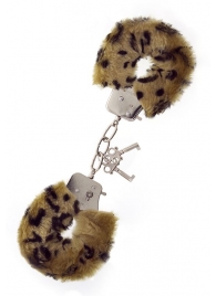 Леопардовые наручники METAL HANDCUFF WITH PLUSH LEOPARD - Dream Toys - купить с доставкой в Ростове-на-Дону