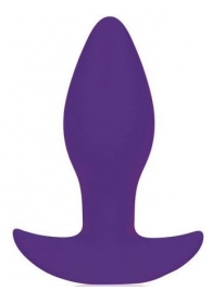 Фиолетовая коническая анальная вибровтулка с ограничителем - 8,5 см. - Bior toys