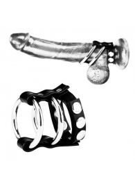 Двойное металлическое кольцо на пенис с регулируемым ремешком - BlueLine - купить с доставкой в Ростове-на-Дону