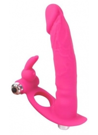 Ярко-розовая вибронасадка для двойного проникновения - 15 см. - Bior toys - купить с доставкой в Ростове-на-Дону