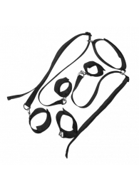 Комплект фиксаторов ног и рук с ошейником черного цвета - Джага-Джага - купить с доставкой в Ростове-на-Дону
