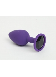 Фиолетовая анальная пробка с черным стразом - 7,6 см. - 4sexdreaM - купить с доставкой в Ростове-на-Дону