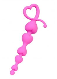 Розовая силиконовая анальная цепочка Sweety - 18,5 см. - ToyFa